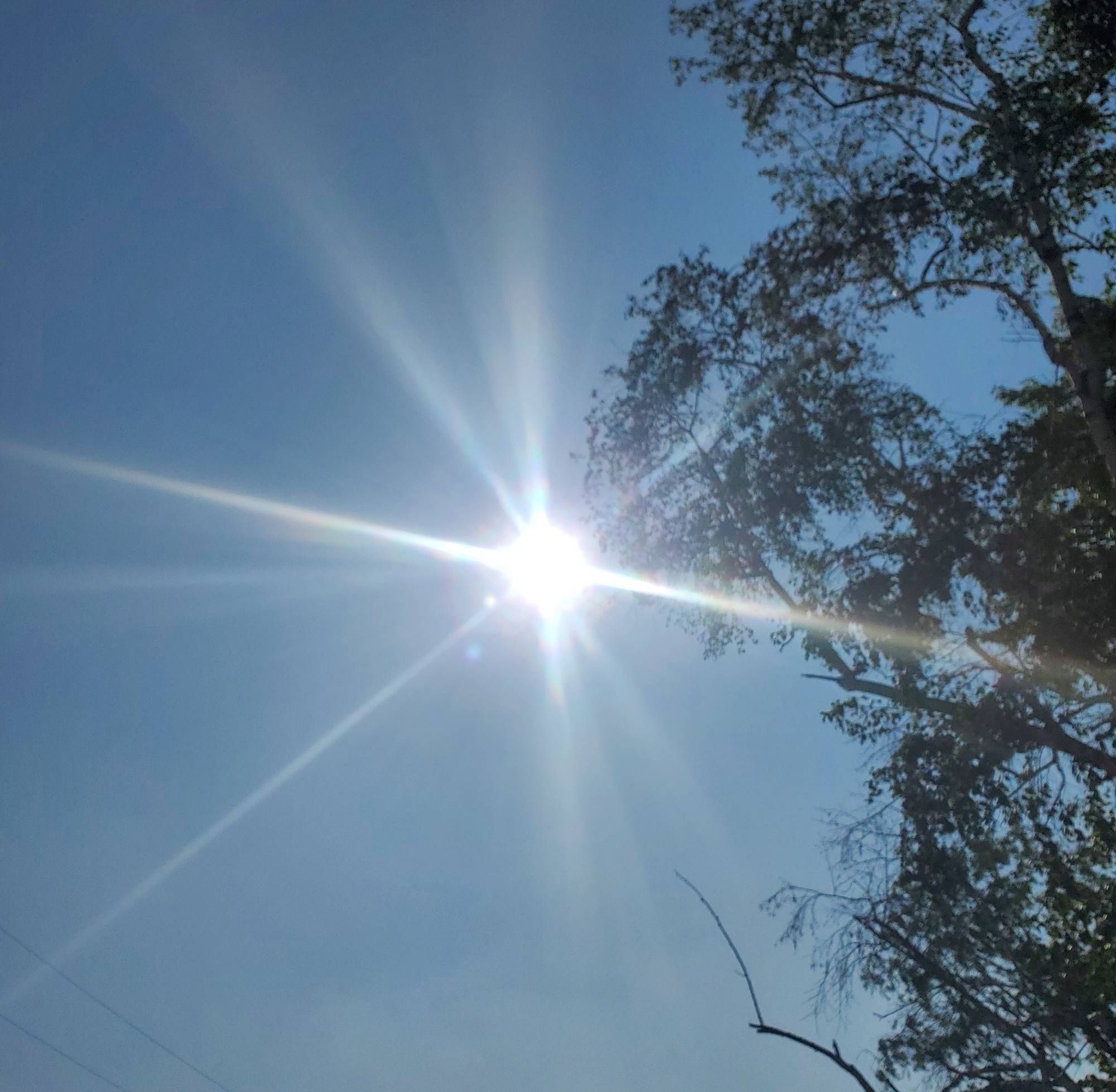 Sun shining with no clouds in the sky